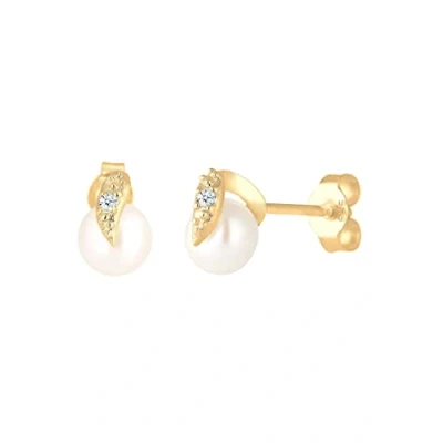 Imagen de Elli DIAMONDS Pendientes Mujeres con Diamante y Perla de Agua Dulce en Oro Amarillo 585