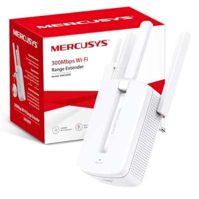 Imagen de MERCUSYS MW300RE Repetidor Wi Fi N300Mbps, Dos potentes antenas externas, amplificador, Indicador de señal inteligente, WPS, MIMO, Configuración aplicación