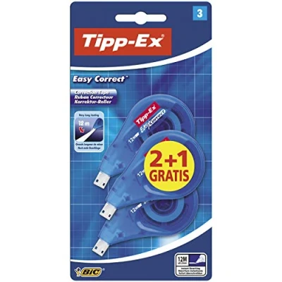 Imagen de Tipp Ex Easy Correct, Cinta Correctora con Closificación Lateral para ver lo que Corriges, 12 m x 4.2 mm, Caja de 2+1