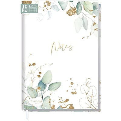 Imagen de Trendstuff by Häfft cuaderno de notas A5 a cuadros [hoja oro] 124 páginas, 62 hojas Ideal como diario, Bullet Journal, libro ideas, escritura, respetuoso con el clima y