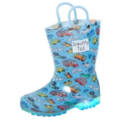 Imagen de Botas de agua para niños con luces intermitentes y asas niños, zapatos lluvia nieve, Blue, 23 EU