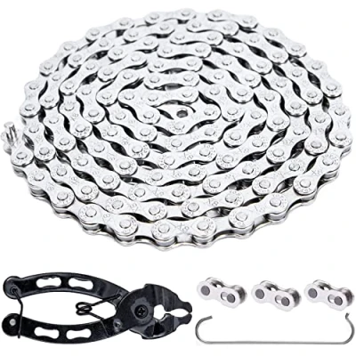 Imagen de YBEKI Cadena de Bicicleta 6/7/8 Velocidades 1/2 x 3/32 Pulgadas 116 Enlaces para Carretera, MTB