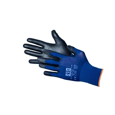 Imagen de Jah N PU 18 Guantes de punto fino nailon con revestimiento poliuretano, 12 pares, color azul muy fino, talla 8