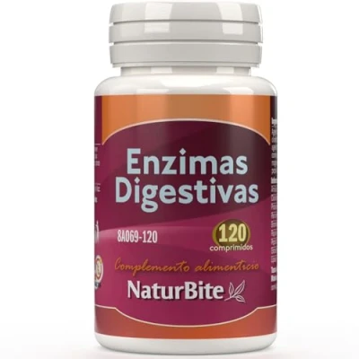 Imagen de Naturbite Enzimas Digestivas, 120 comprimidos Mejora del proceso digestivo facilitando la descomposición y absorción de los nutrientes alimentos