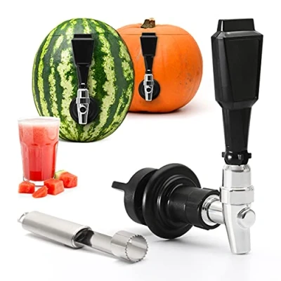 Imagen de Bar Amigos Kit dispensador de grifo barril fruta, ideal para sandía, calabaza, fiesta, bebidas, piña, té, alcohol, cócteles, herramienta golpear y coring, jugo bricolaje