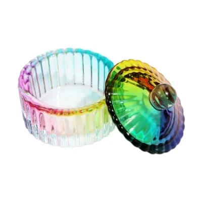 Imagen de plato de cristal con tapa para uñas en forma corazón, taza líquidos uñas, cuenco líquido acrílico, polvo, vidrio, Dappen,