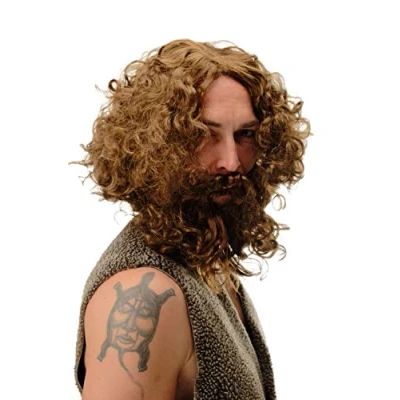 Imagen de WIG ME UP 6098A+B P6 Peluca y Barba Halloween Carnaval neandertales Hombre primitivo Salvaje Hipster reclusa marrón Claro