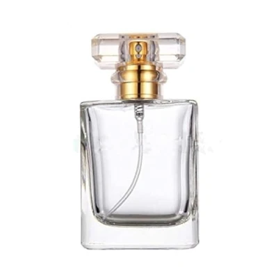 Imagen de Zénitude Glassworks Botella de perfume vidrio vacía 100 ml, recargable, rectangular, color dorado