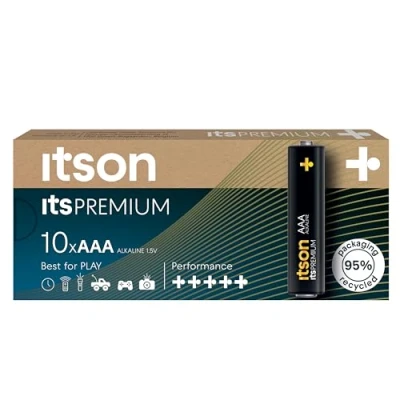Imagen de ITSON, AAA Premium Pilas alcalinas, Paquete de 10, lo Mejor para cámaras, mandos Juegos, 1.5 V, LR3IPR/10CP