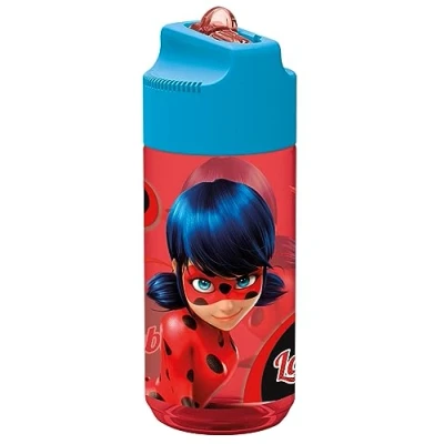 Imagen de p:os 29337 Botella Infantil Miraculous, de Agua con Pajita integrada, Capacidad Aprox. 430 ml, a Prueba Fugas, para la Escuela, el Deporte y Tiempo Libre, Multicolor (29337)