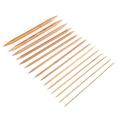 Imagen de Nikou Agujas Doble Punta Bambu 15 Tamaños Tejer Conjunto Liso de 2 mm a 10