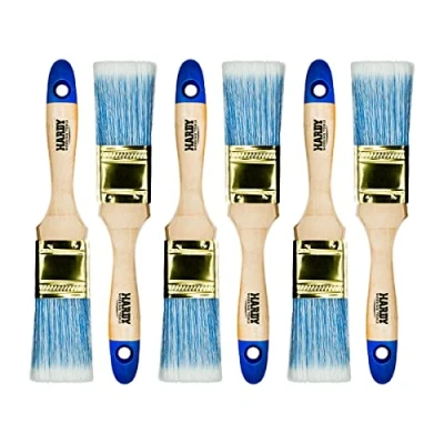 Imagen de Hardy Pincel Plano Serie 42 para Pintar con Pinturas Acrílicas y Barnices Cobertura Eficiente Uniforme Cerdas Sintéticas Mango de Madera Juego 6 Piezas Ancho 35mm