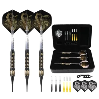 Imagen de CUESOUL Black Scorpion Deluxe Dardos de plástico Set with Luxury Case, 16 gram (B2306)