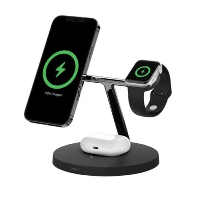 Imagen de Base De Carga Inalámbrica Belkin Boostcharge Pro 3en1 Con Magsafe 15w Negro