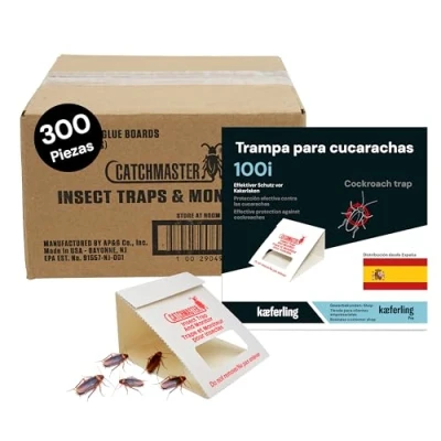 Imagen de Catchmaster 100i Trampas Cucarachas 300 Piezas adhesivas de máxima calidad para Sin veneno ni biocidas Trampa anti Seguro Niños y Mascotas