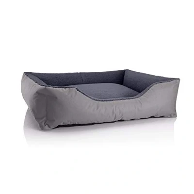 Imagen de BedDog Perro/Gato Cama Teddy S à XXXL, 14 Colores a Elegir, de Cordura y Microfibra, para Perros Lavable, cojín Perros, Interiores Exteriores, tamaño XL, Gris/Gris