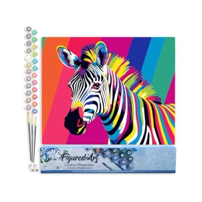 Imagen de Figured&#039;Art Pintar por Numeros Adultos Arte Pop de Cebra a Rayas Manualidades pintura acrilica Kit Cuadro DIY completo 40x50cm sin bastidor