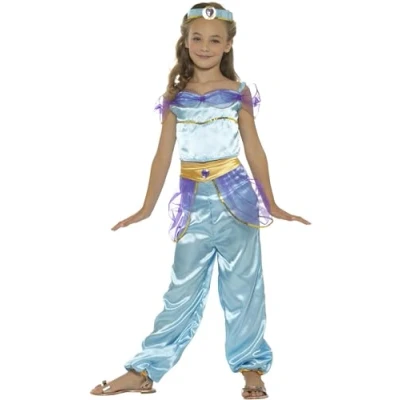 Imagen de Smiffys Disfraz de princesa árabe, azul, con camiseta, pantalones y tocado