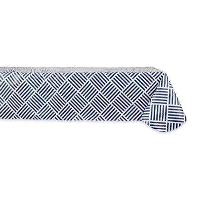 Imagen de DII Mantel con patrón de cuadrícula, Parte Trasera Franela, poliéster, Azul Marino, 70 x 52 Pulgadas (Rectangular)