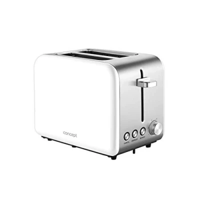 Imagen de CONCEPT Hausgeräte TE2051 Tostadora de acero inoxidable con ranura ancha 36 mm, 2 cámaras tostado, temporizador electrónico, 950 W, mate (blanco)