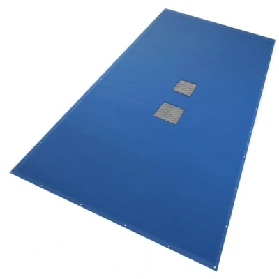 Imagen de VOUNOT Lona para Piscina Rectangular 10 x 5 m, Cubierta Protectora PE de 160 g/m² con Red Central Drenaje, Funda Piscinas Anti UV Ojales Cada 100 cm, Azul Gris