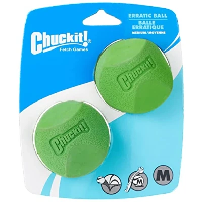 Imagen de Chuckit! 20120 Erratic Ball 2 Pelotas para Perros Compatible con el Lanzador, M