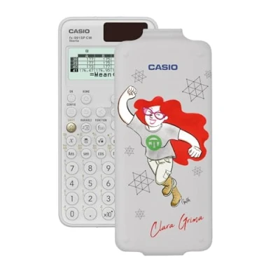 Imagen de Casio FX 991SP CW, Calculadora Científica con Clara Grima ilustrada por Raquel Gu, Recomendada para el Currículum Español y Portugués, 5 Idiomas, más de 560 Funciones, Solar, Color Blanco