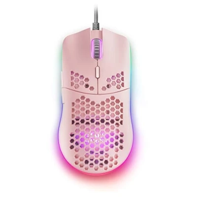 Imagen de Mars Gaming MMAX Rosa, Ratón con Cable Ultraligero, RGB Chroma 12400 DPI, Sensor óptico PixArt 3327PRO