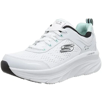 Imagen de Skechers D&#039;lux Walker Infinite Motion, Zapatillas Mujer, White Leather Mesh Black Trim, 37 EU