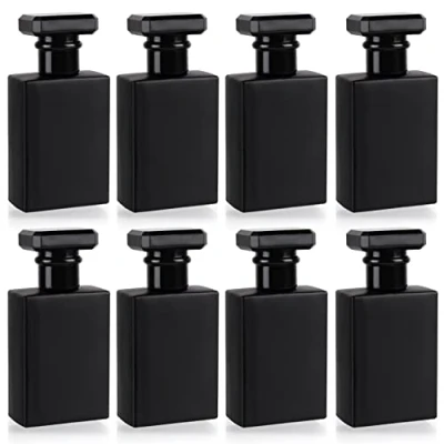 Imagen de BELLE VOUS Pack de 8 Frascos para Perfume Vidrio Negro 30 ml Botella Cuadrada Atomizador Recargable Dorado Bote Spray Viajes, Aceites Esenciales, Colonia, Loción After Shave