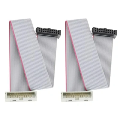 Imagen de YINETTECH 2 Piezas Cables de Extensión IDC 20 Pines Conector Puente Cable Macho A Hembra Plano Cinta Doble Fila Paso 2,54 Mm