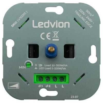 Imagen de Ledvion LED dimmer 5 150 Watt, 220 240V, corte de fase universal, giratorio interruptor empotrable para LEDs regulables, Watt y halógenas 3 300 W, regulación lámparas 0 a 100%