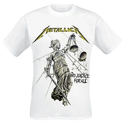 Imagen de Metallica Justice Hombre Camiseta Blanco XXL 100% algodón Vorne Bedruckt, Hinten Bedruckt Regular
