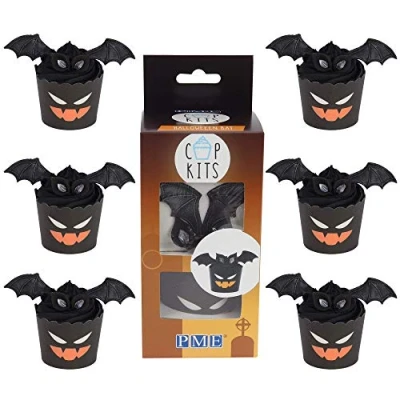 Imagen de PME CUP08 Kit para Decoración de Cupcakes Murciélagos Toppers Comestibles, Cartón, Bate Halloween