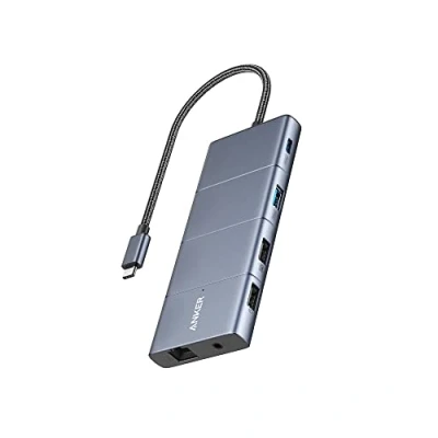 Imagen de Anker 565Hub USBC11en 1,Docking station,puertos de USB C y A de10 Gbps,HDMI 4Ky DisplayPort, suministro energía de100W,2 puertos datos 2.0,Ethernet,AUX,microSD ranuras para tarjetas SD