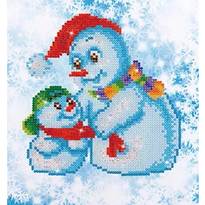 Imagen de DIAMOND DOTZ Pintura para principiantes, cera, familia de nieve, 23 x 25 cm