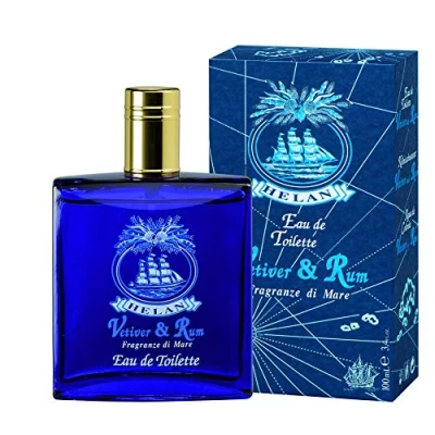 Imagen de Helan, Vetiver &amp; Rum, Perfume Hombre, Eau de Toilette con Fuerte Carácter Masculino y Fragancia Cítrica Limón Azahares Notas Finales Pachulí Musgo 100 ml Made in Italy