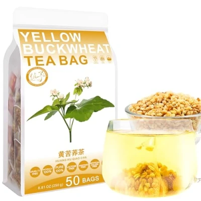 Imagen de Plant Gift Yellow Buckwheat Tea Bag 8.81oz (5g*50bags) trigo sarraceno, natural puro de china, té mixto salud, combinación flores 250g 黄苦荞茶