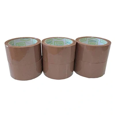 Imagen de COM FORT HOUSE Cinta Adhesiva Color Marrón para Embalar Perfecta Envíos y Mudanzas paquetes 48mm x 66m Pack de 6 unidades