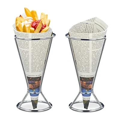 Imagen de Relaxdays, 2 Unidades, Soporte Patatas Fritas, Acero Inoxidable, Plateado, 16 x 9,5 cm, 5