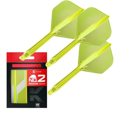 Imagen de Target Darts K Flex Integrated Dart Flight And Shaft, No.2 Amarillo (Mediano) Lote de 3 No 2, Plumas y Caña para Dardos Kflex Precision Moulded 2 In 1 Accesorios Profesionales