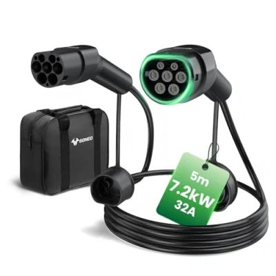 Imagen de EV Cable de Carga Tipo 2, GONEO 7KW 32A 5M Monofásico Modo 3, Rápida Híbrido Enchufable para Vehículo Eléctrico 2 a