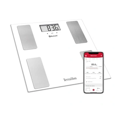 Imagen de TERRAILLON Báscula de Baño Conectada SMART CONNECT IMC 8 Usuarios Bluetooth Low Energy Capacidad 160Kg Blanco