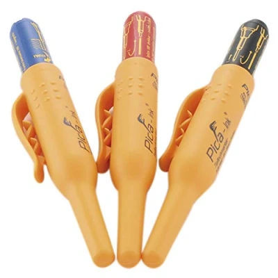 Imagen de Pica L150 Set de 3 rotuladores permanentes para perforaciones profundas Ink LYRA en colores negro, azul y rojo