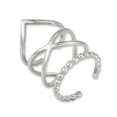 Imagen de GD GOOD.designs Juego de Anillos plateados para mujeres acero inoxidable Ajustables e impermeables apilables 3 piezas Incl. caja regalo