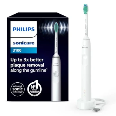 Imagen de Philips Sonicare 3100, cepillo dental eléctrico, sónico, sensor de presión y temporizador, blanco, HX3671/13