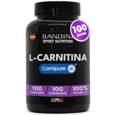 Imagen de Bandini® L Carnitina con Premium Carnipure® Aumento de Energía y resistencia Mejora del rendimiento la recuperación 100 Tabletas 1000mg Suplemento Deportivo a base Tartrato