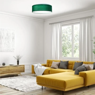 Imagen de Navaris Lámpara LED de techo moderna 40 cm Iluminación interior Con pantalla Terciopelo para salón dormitorio mando a distancia y temporizador Verde