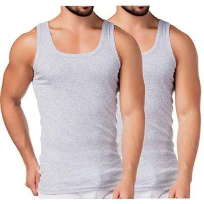 Imagen de 2 Camiseta Interior para Hombre, 100% algodón Grau Melange / Stück XXX Large