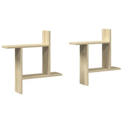 Imagen de vidaXL Estantes Pared 2 uds Madera ingeniería Roble Sonoma 50x12x50 cm, Estante Flotante, Flotante de Pared, exhibición